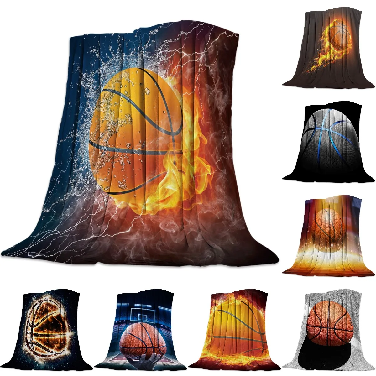 Basketball Lightning Bed Cover Blankets Fleece Throws Throw Wrap Lightweight All-Season Durable Velvet Warm Cozy Snug Queen Size