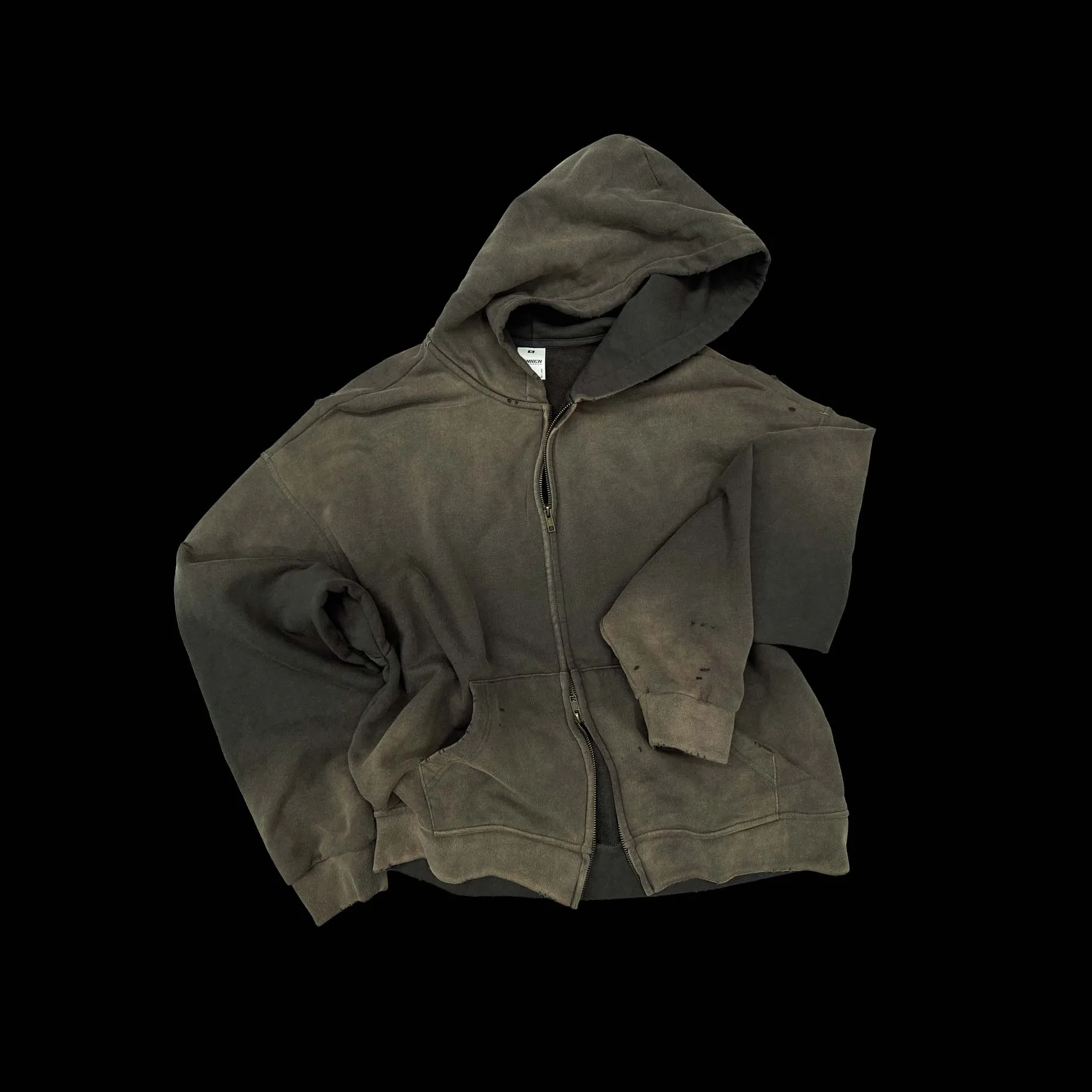 Yao Fashion Outdoor Wasteland Style Tops Zipper Damage Hooddy 420 Heavy Washed Worn Casual Sweatshirts Hip Hop Hoodies for Men