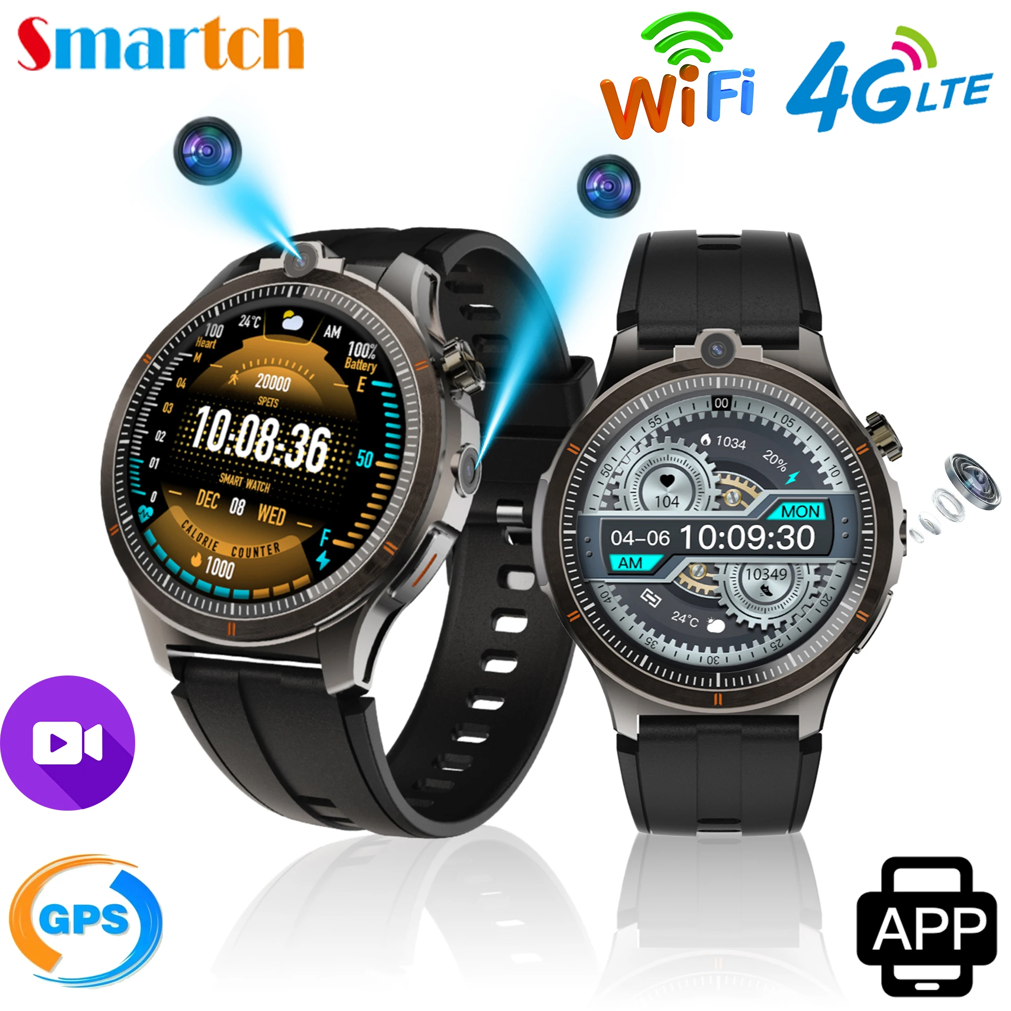 

4G Смарт-часы для мужчин Видеозвонок GPS WIFI Приложение Загрузка Смарт-часы для женщин 1,43 дюйма 466*466 AMOLED 2 ГБ + 16 ГБ ОЗУ 800 мАч Двойная камера