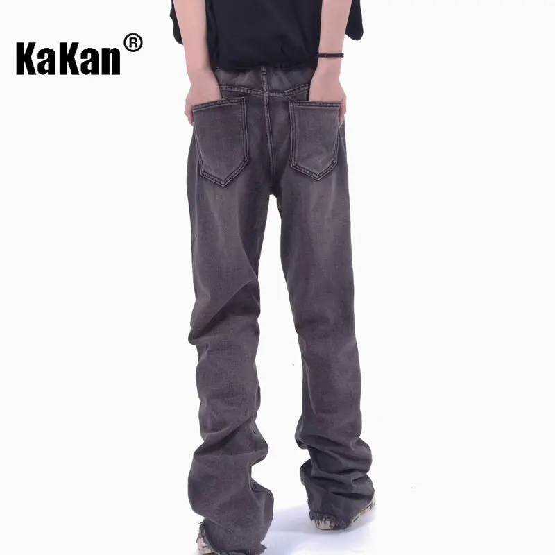 Kakan - New Vintage Patch Embroidered Jeans for Men, Harajuku Made Old Straight Length Jeans K33-8769