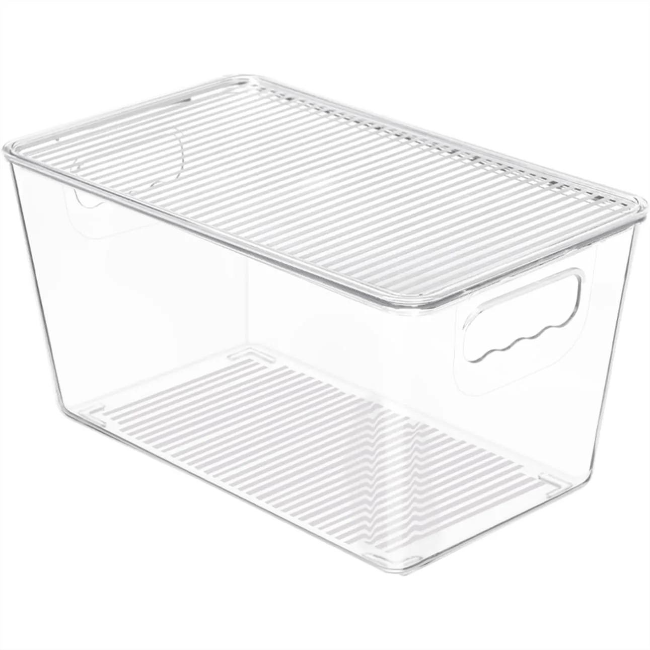 

Clear Stackable Storage Bins with Lids, Medium Plastic Containers with Handle for Pantry Organizer and Storage in Kitchen