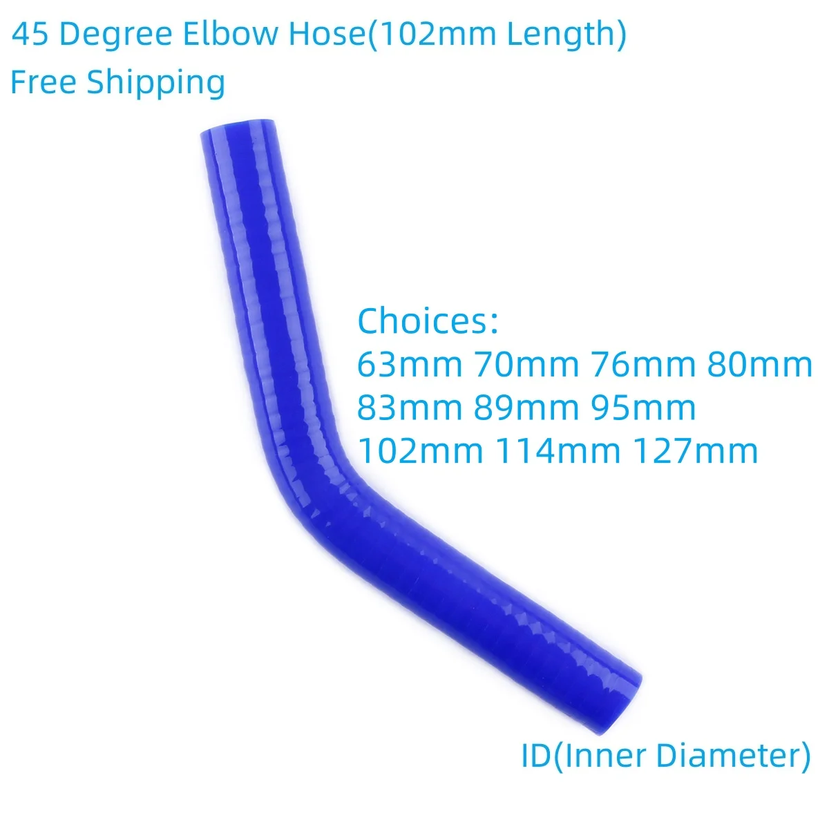 

Blue 45 Degree Elbow General Silicone Coolant Intercooler Pipe Tube ID 63mm 70mm 76mm 80mm 83mm 89mm 95mm 102mm 114mm 127mm 3PLY