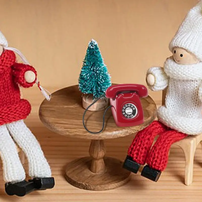Цельная миниатюрная модель игровой сцены, мини-модель телефона, сплав, ретро, вращающийся телефон, кукольный дом, мебель, игрушки, украшение для рабочего стола