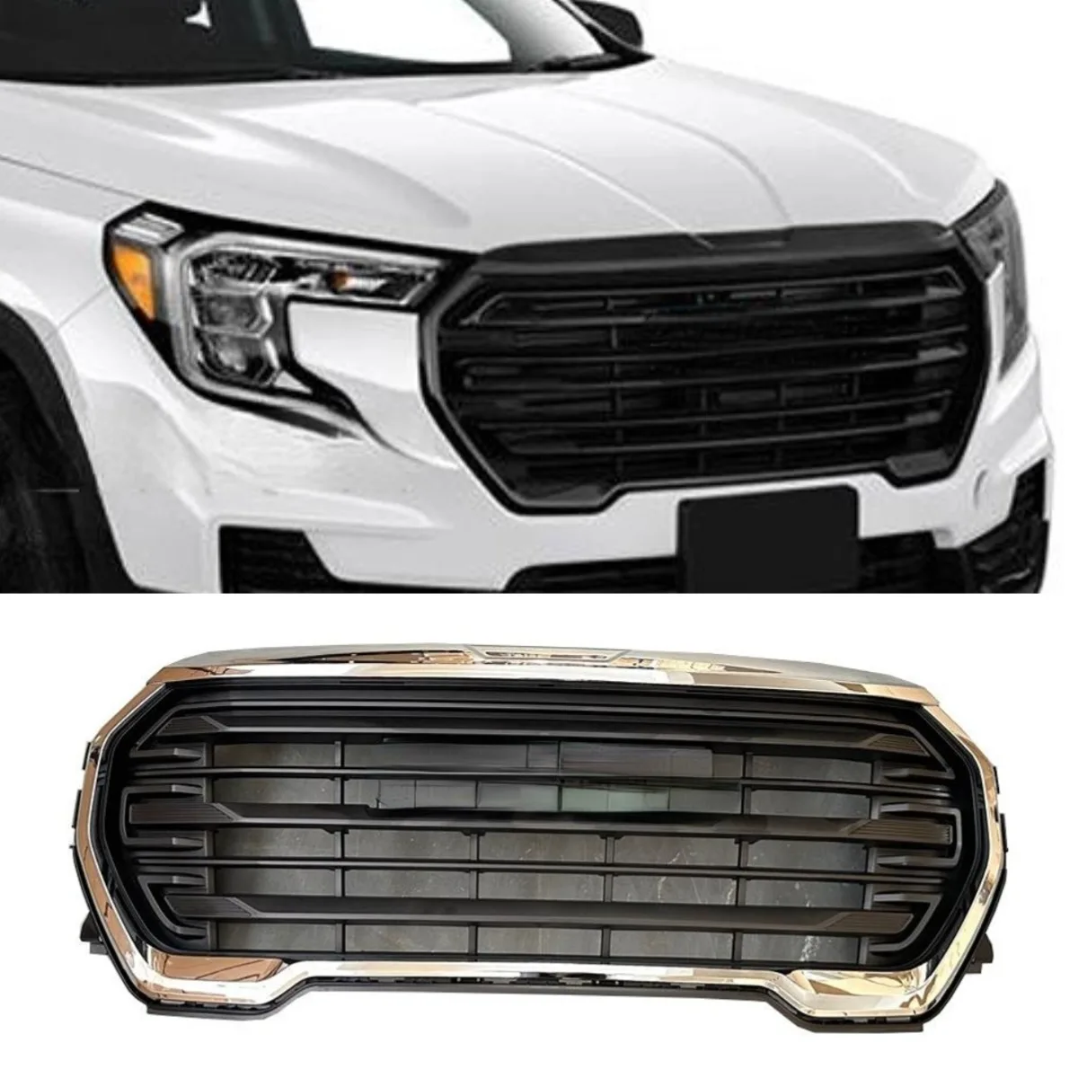 Car Bumper Grill Decorative Strips Racing Grille Black Body Kit Front Bumper Grill For GMC Terrain 2022-2023 Car Accessories