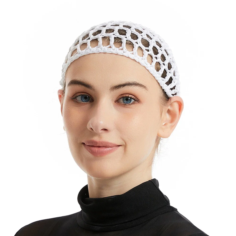 1PC Soft Knit Hair Net Rayon Knit Snood Hat Mesh Hair Care Cap Crochet Sleeping Night Cover Solid Color Turbans Hair Accessories