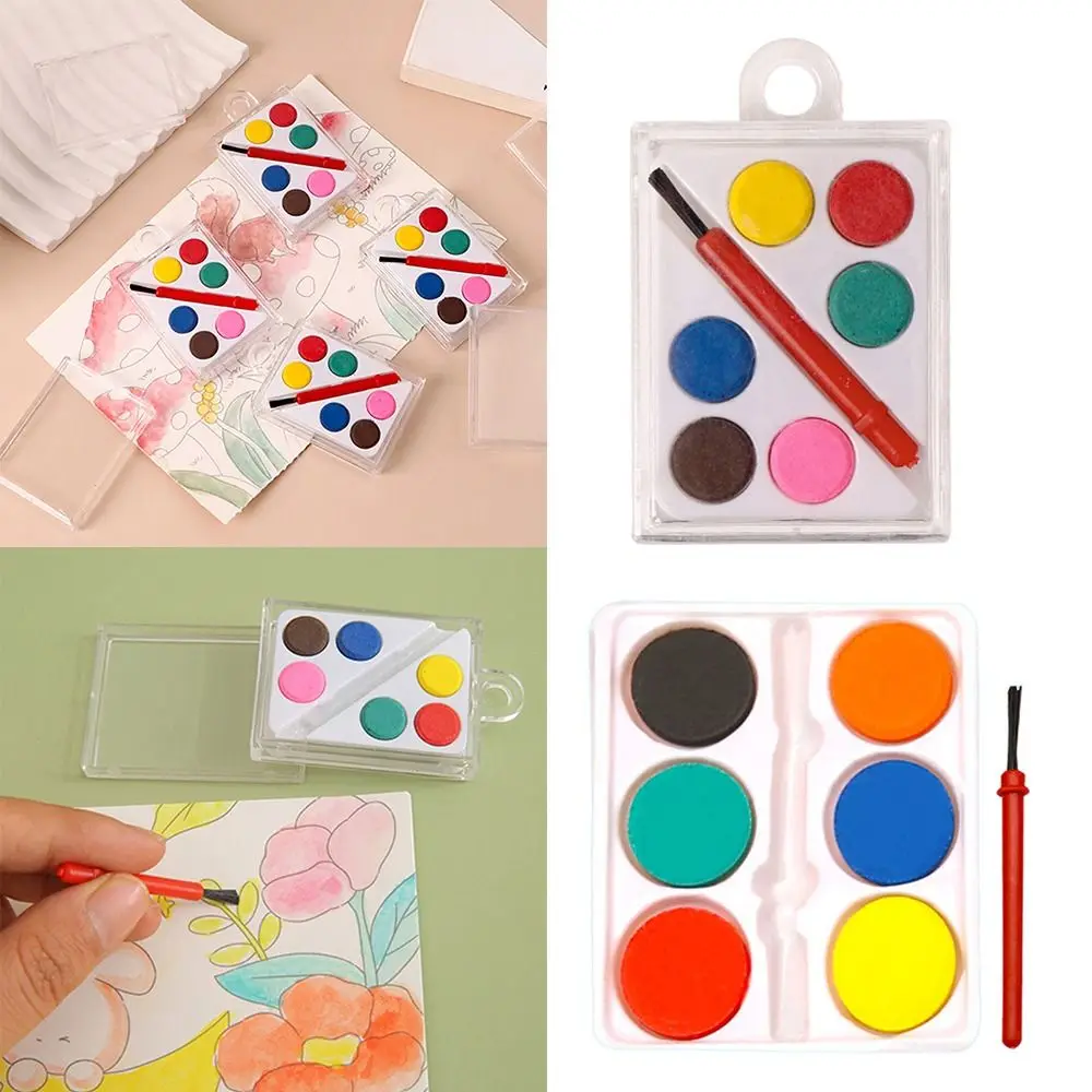 High Quality with Painting Brush Watercolor Paint Set 6 Colors Solid Oil Painting Kit Washable Painting Pigment Set Prizes