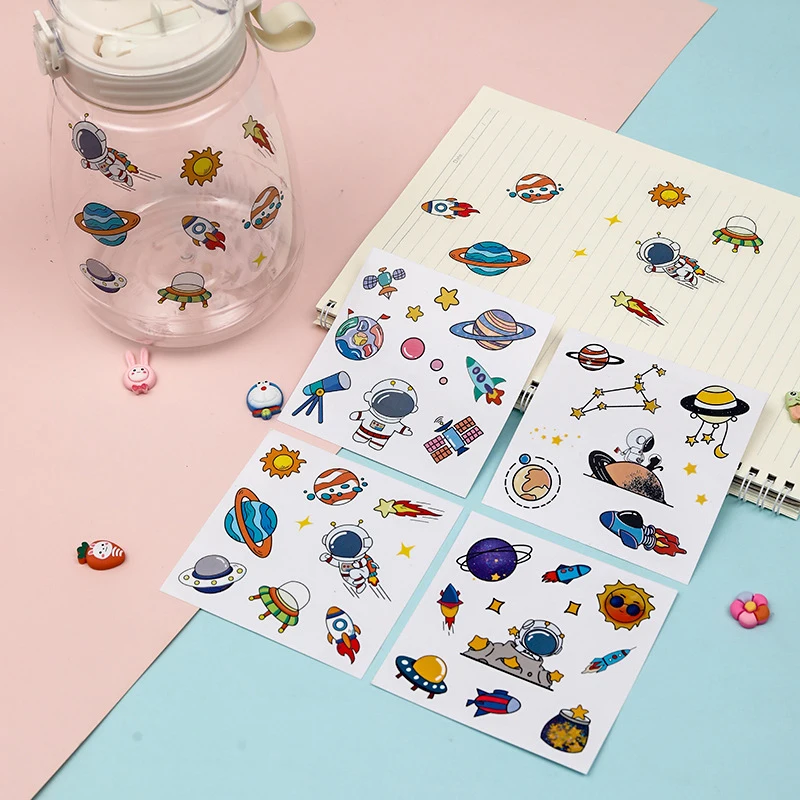 Cartoon Space Astronauts Cute Waterproof Stickers Cup Thermos Laptop Handbook Decorative Paper Decals