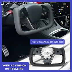 Volante con mango de canesú para Tesla modelo 3 y, con embellecedor frontal, cuero de carreras personalizado, versión 3,0, Modelo 3 Y 2017-2023
