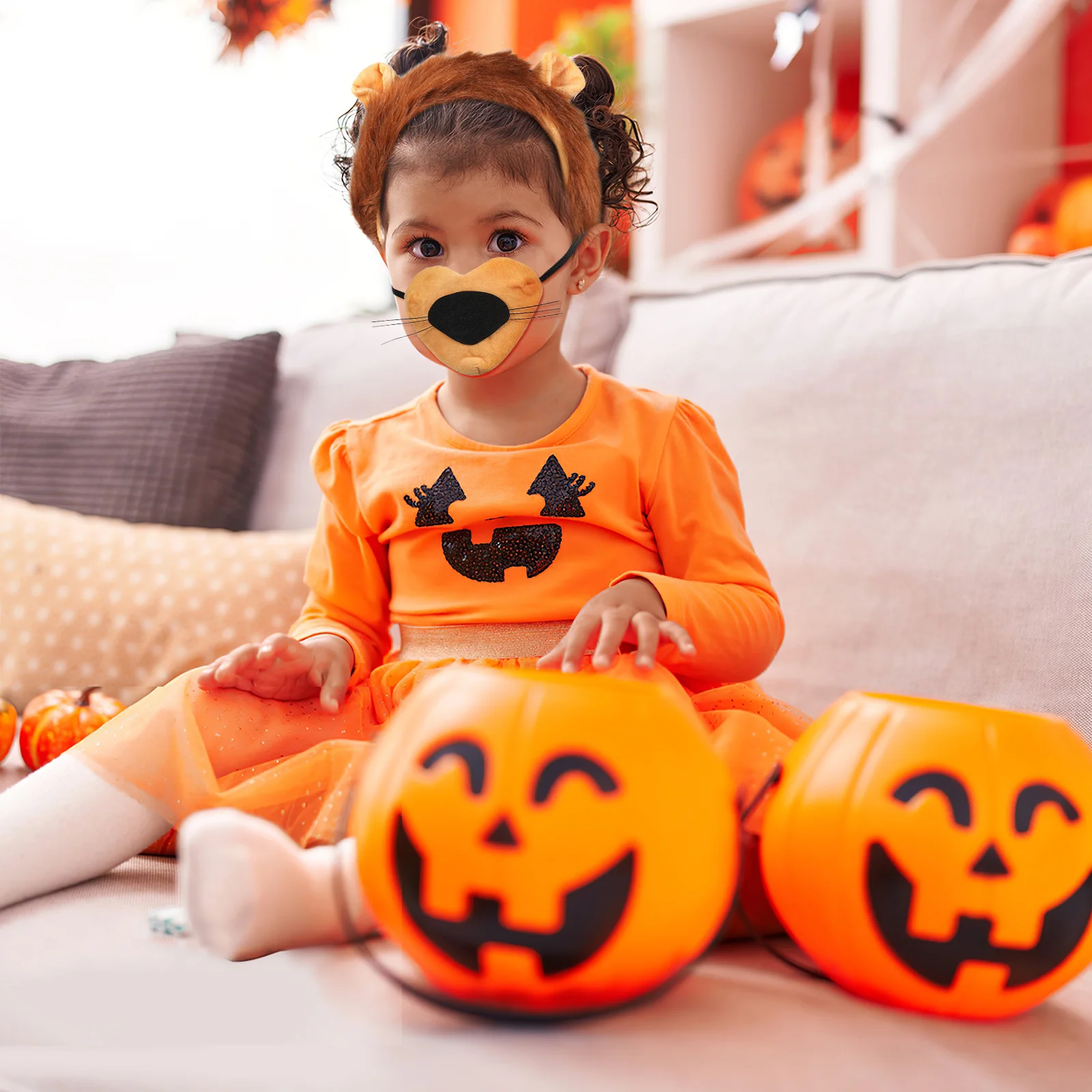 Zestaw kostiumu na Halloween: ogon i uszy lwa, akcesoria na imprezę o tematyce zwierząt z dżungli, opaska na głowę lwa, rekwizyt do cosplayu.