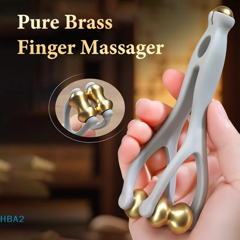 【H】Finger Massage Dual-Row Roller Brass Roller Design Easy Use Relieve Finger Fatigue Promote Blood Portable Finger Massage Tool