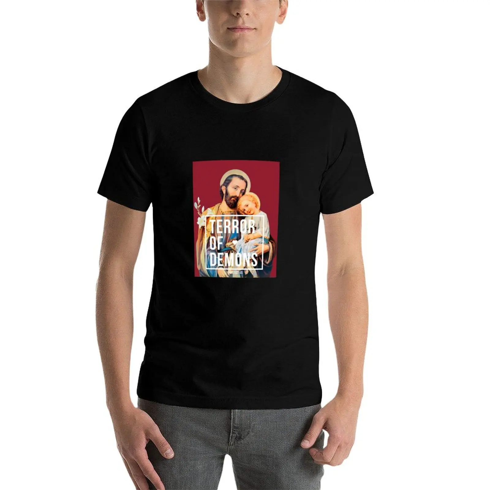 

Saint joseph terror of demons protect us T-Shirt anime t shirts for man t shirts for man cotton soft T-Shirt