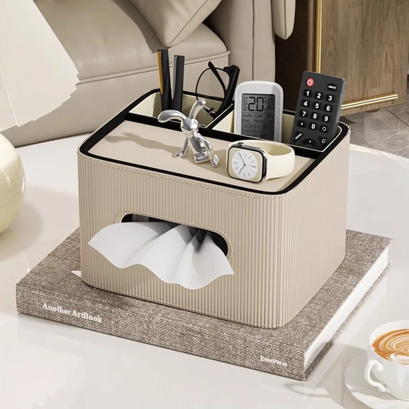 Decorative tissue box，high appearance level light luxury leather tissue box ，Multifunctional tissue box