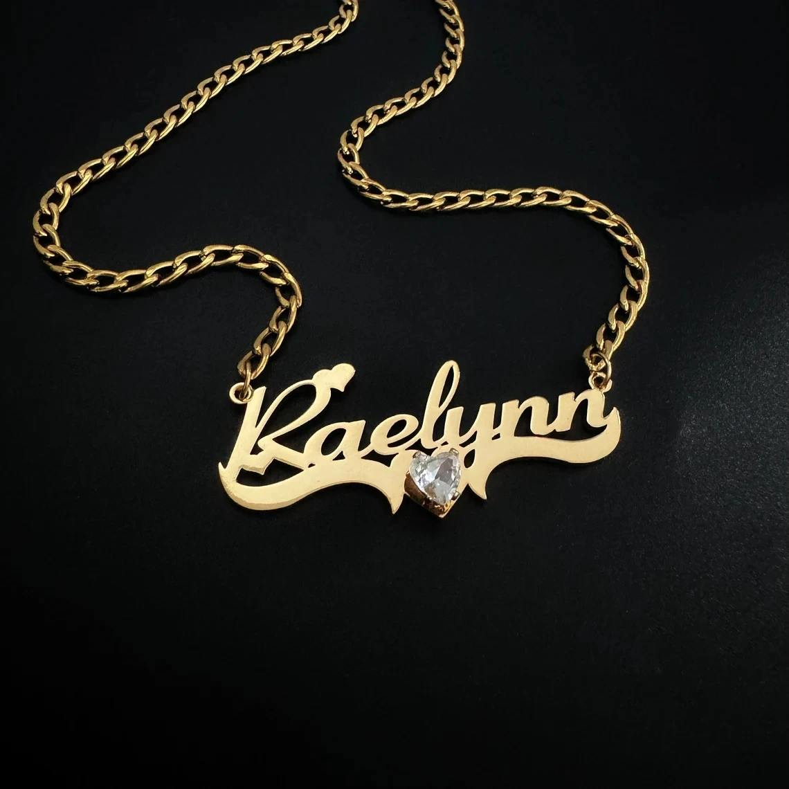 

Personalized Custom Name Zircon Heart Necklace for Women Stainless Steel Birth Stone Pendant Cuban Chain Birthday Jewelry Gifts