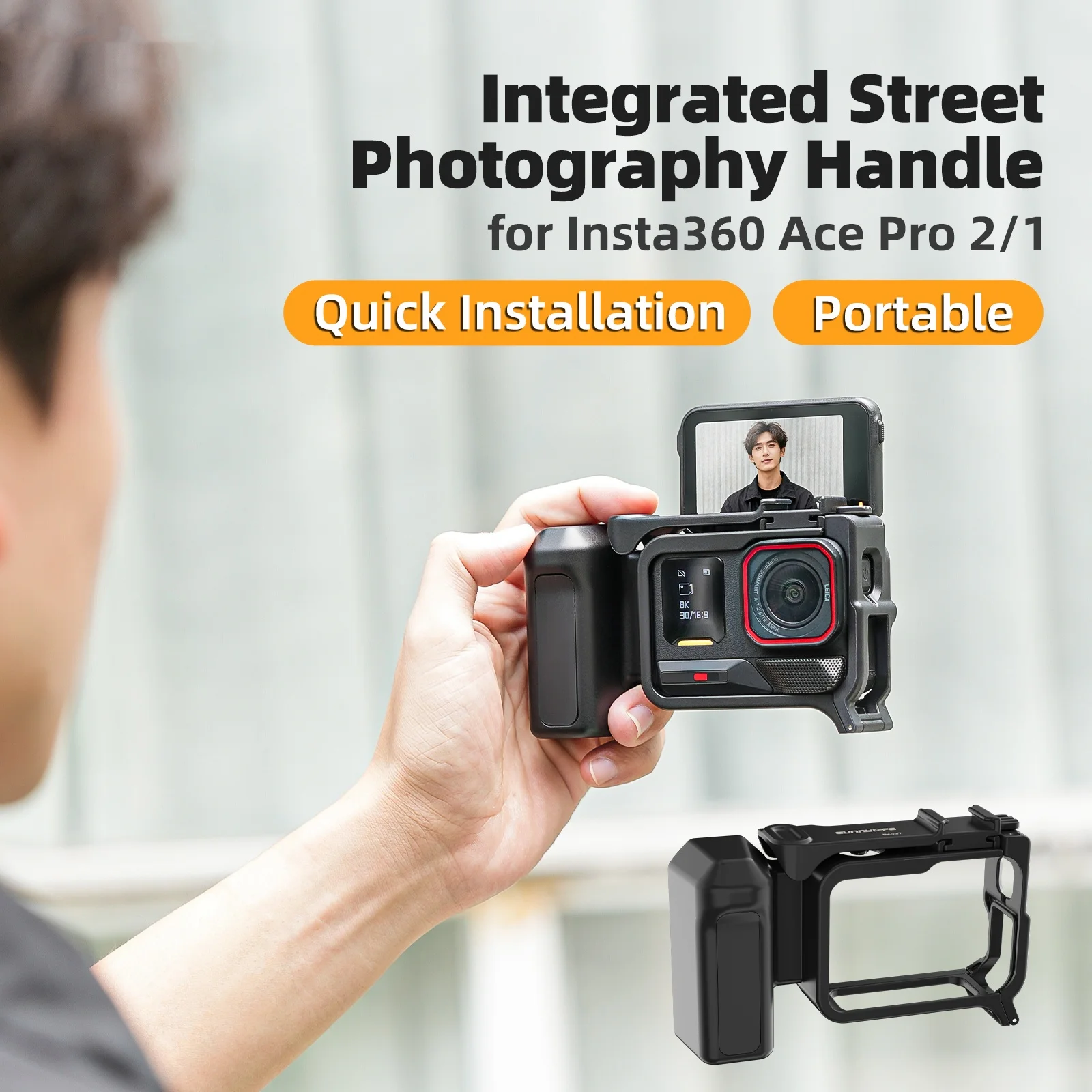 

Quick-Release Frame for Insta360 Ace Pro 2/1 Street Shot Handle Frame Protector Accessory