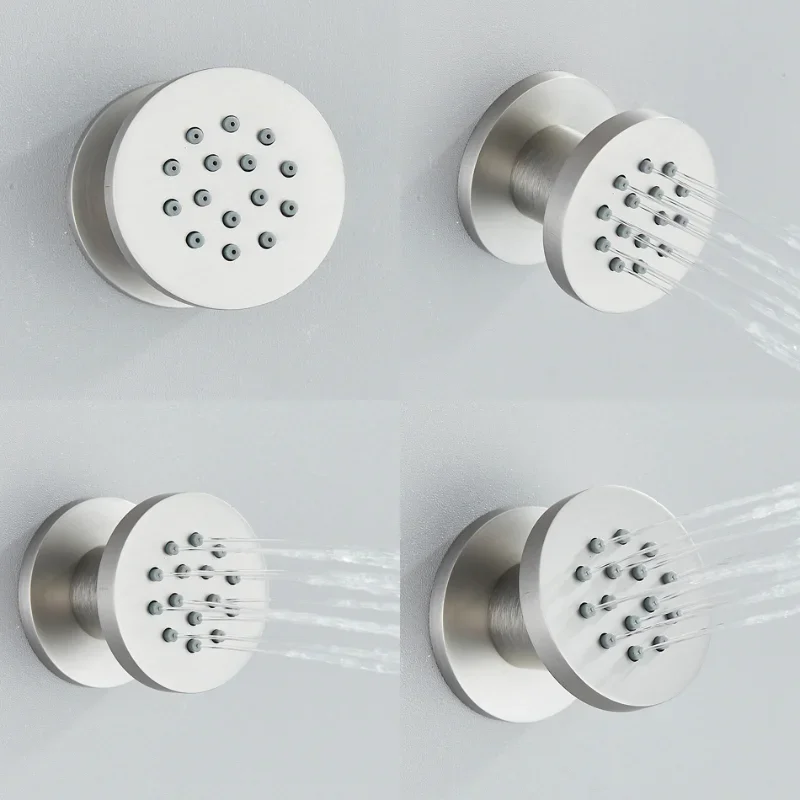 Newly Luxury Brass Body Sprays Round Shower SPA Massage Jets Concealed Bathroom Shower Sprayer Head Faucet Accessories