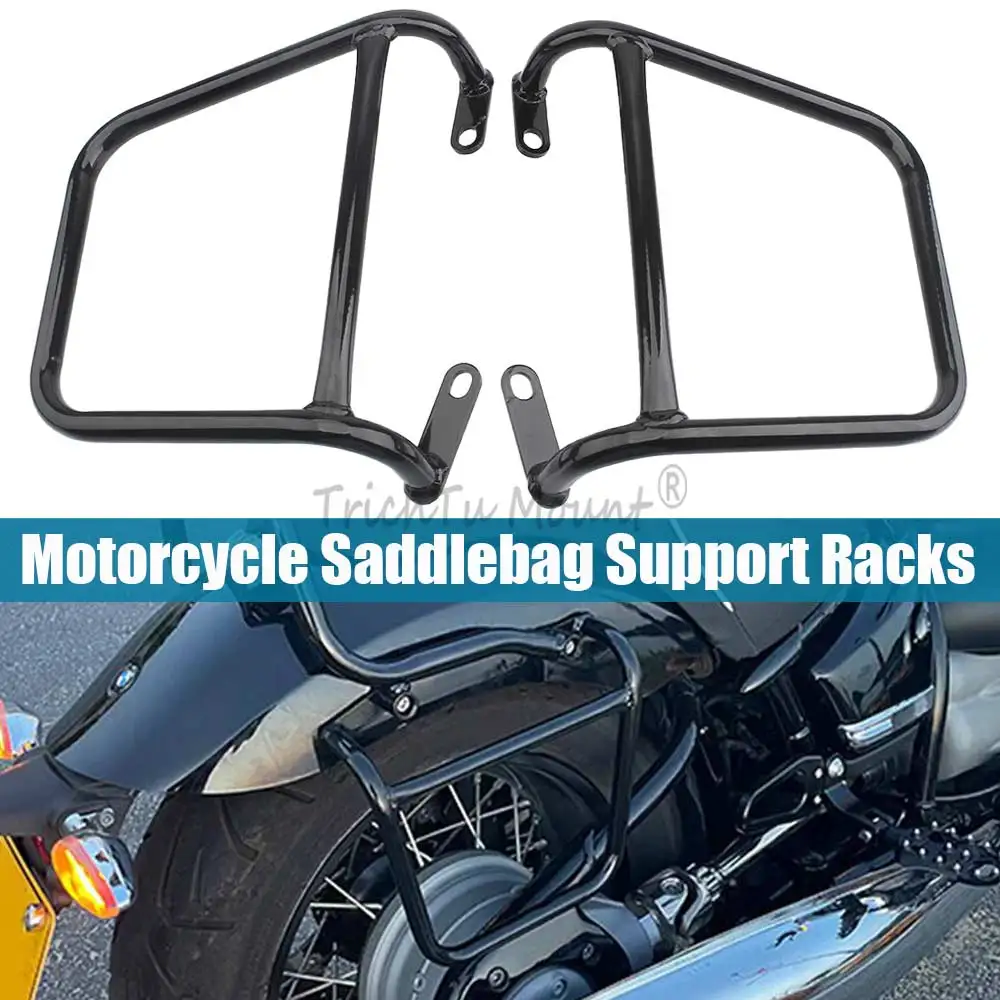 2Pieces Saddlebag Rail Support Racks Motorcycle Saddlebag Bracket Fits For Bmw R18 2020-2023 High Quality Steel Iron Vivid Black