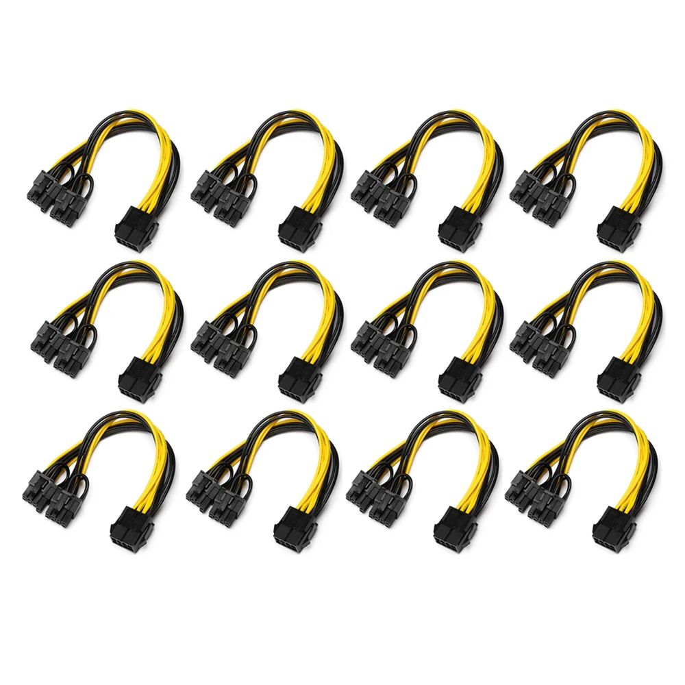 12-Pack PCI-E 8Pin to 2X 8 Pin (6+2) Power Splitter Cable for PCIE PCI Express Image Card Y - Splitter Extension Cable