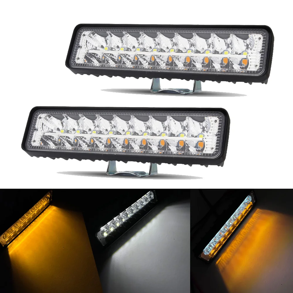 

2 шт., 54 Вт, тонкий светодиодный рабочий свет, бар для бездорожья, светодиодный светильник Spot Flood, светодиодный светильник, белый янтарный противотуманный фонарь для внедорожника 4X4 Off Road