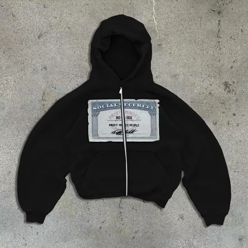 Retro-Herbst-Kapuzenpullover für Männer und Frauen, bedruckt mit personalisierten Mustern, Street-Style-Street-Cardigan mit Kapuze und langen Ärmeln