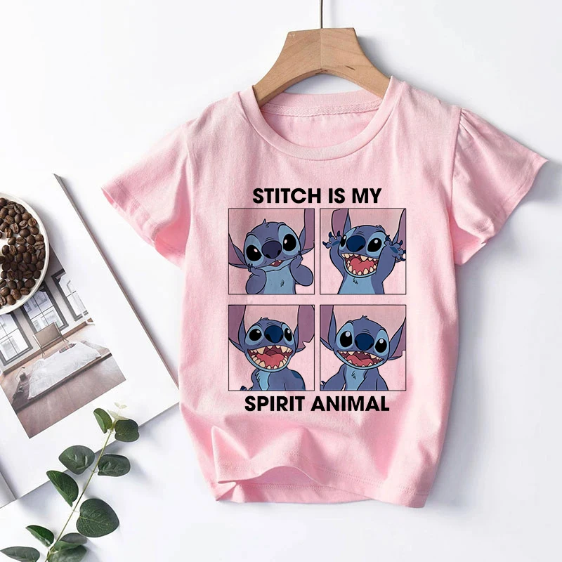 Camiseta de dibujos animados de Lilo & Stitch para niño y niña, camiseta de Manga corta con estampado Y2k, Top de Lilo & Stitch