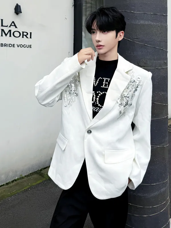 

Вышитый пайетками 3D-жакет свободного кроя в корейском стиле, повседневный топ, высококачественная верхняя одежда на заказ