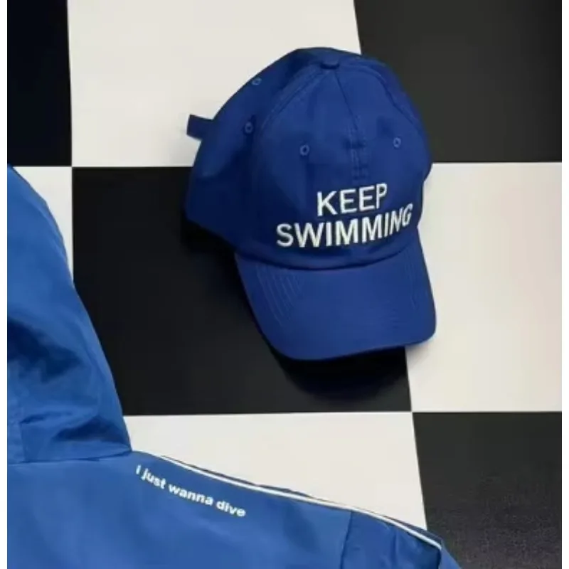 2026 Trendy keep Swimming New Letter Embroidery Baseball Caps For Men And Women Fashionable Sunscreen Soft Top Hat Duckbill Cap - view 2