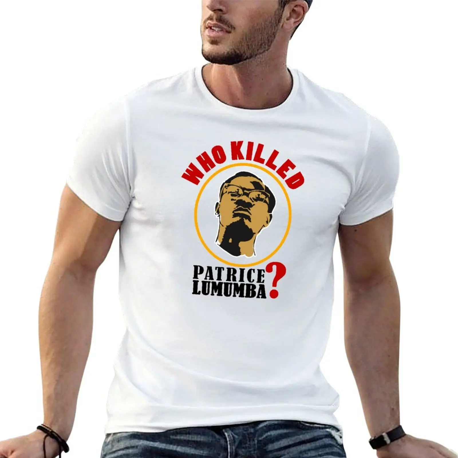 Patrice Lumumba Congo T-Shirt blue archive sports fans heavyweight t shirts for men