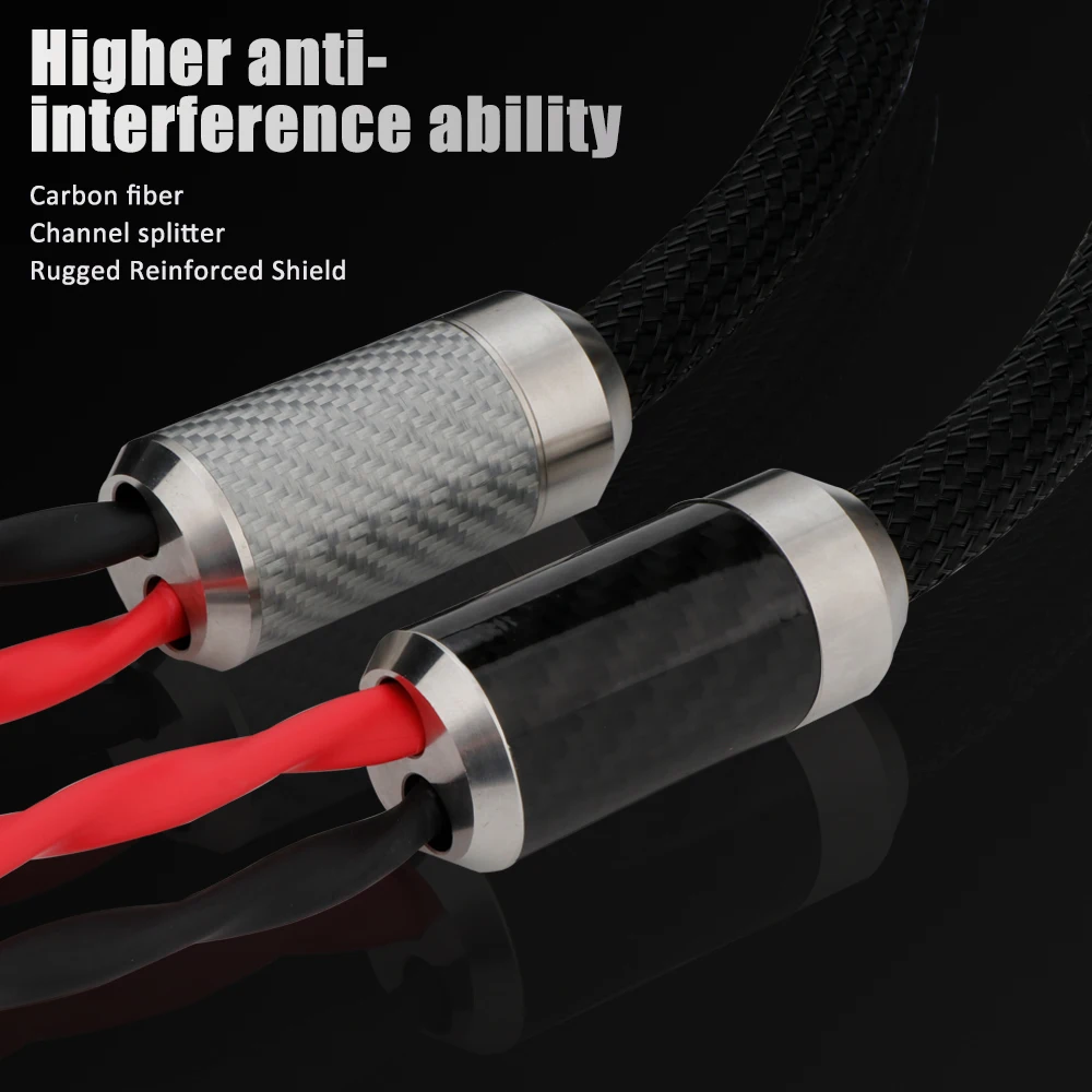 Preffair-OCC Prata Banhado Cabo Do Altifalante, Fibra De Carbono, Ródio Banhado Banana Plug, Alta Qualidade para Amplificadores