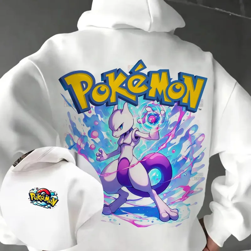 

Pokémon Creative Mewtwo Double Printed Hoodie for Men and Women Autumn/Winter New Top Harajuku Large Size Casual Trend Sweater