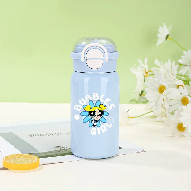 500ML The Powerpuff Girls Thermos Cup 316 Stainless Steel Insulated Cup Woman Portable Straw Water Bottle Female Travel Cup Gift