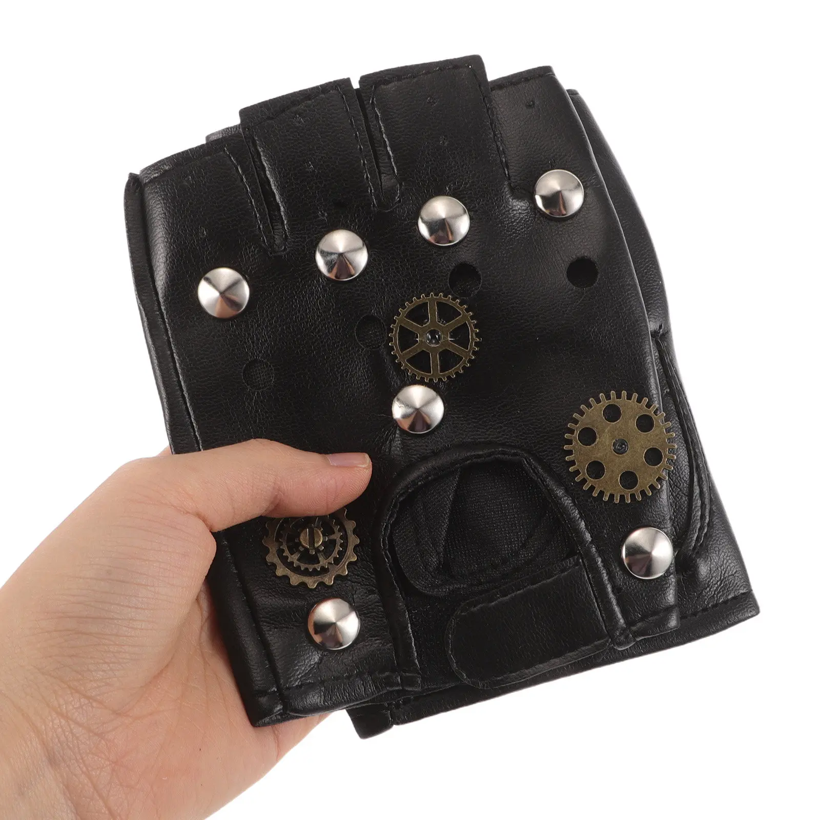 

1Pair Punk Fingerless Motorcycle Gloves for Men Women Rivet Decor Half Finger Biker Riding Gloves Outdoor Cycling Cosplay Gothic