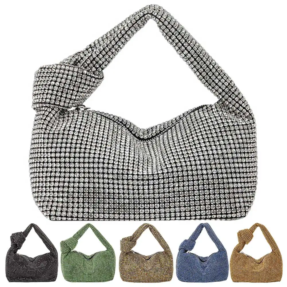 Sac de soirée à nœud pour femme, sacoche scintillante en biscuits, pochette en diamant avec fermeture éclair, sac à main à paillettes, pochette en cristal pour femme, sac de mariage, Rotterdam Kle