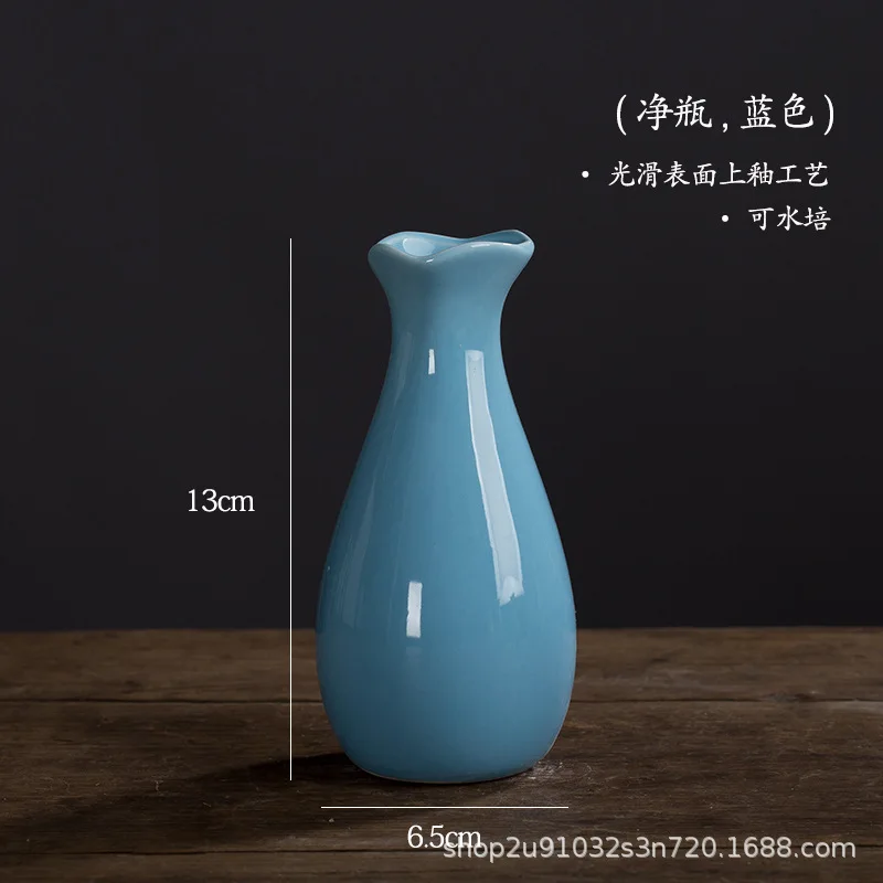 אגרטלי קרמיקה מיני בצהוב עדין ותכלת