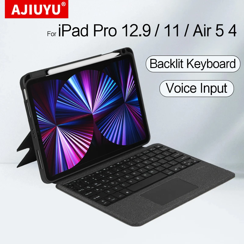 

Voice Keyboard For iPad 10.2 2021 2022 2020 Pro 11 12.9 5th 4th Air3 10.5" Air4 10.9 Case Keyboard With TouchPad Backlight Cover