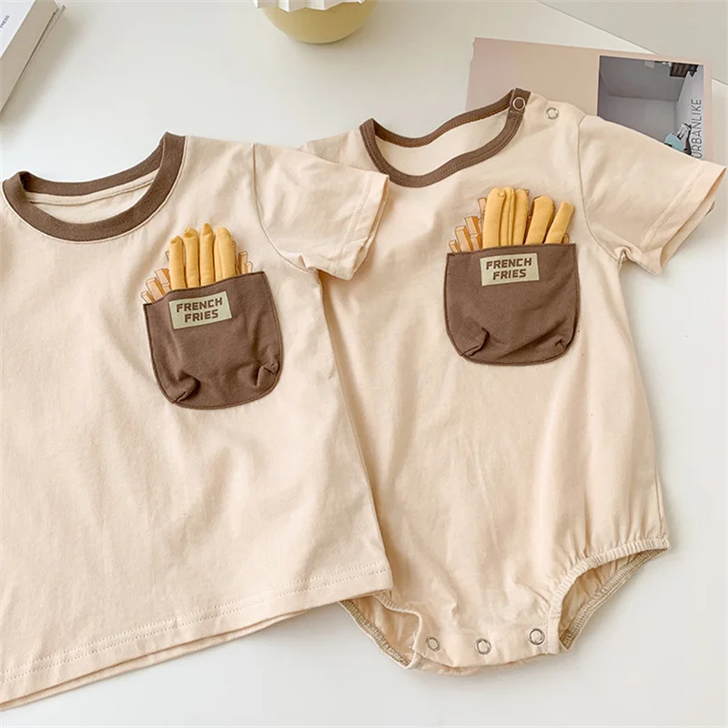 Family Matching Clothes Spring Summer  Soft  Cotton Cute T Shirt Father Son  Mommy And Me T Shirt Baby Romper Kids Top