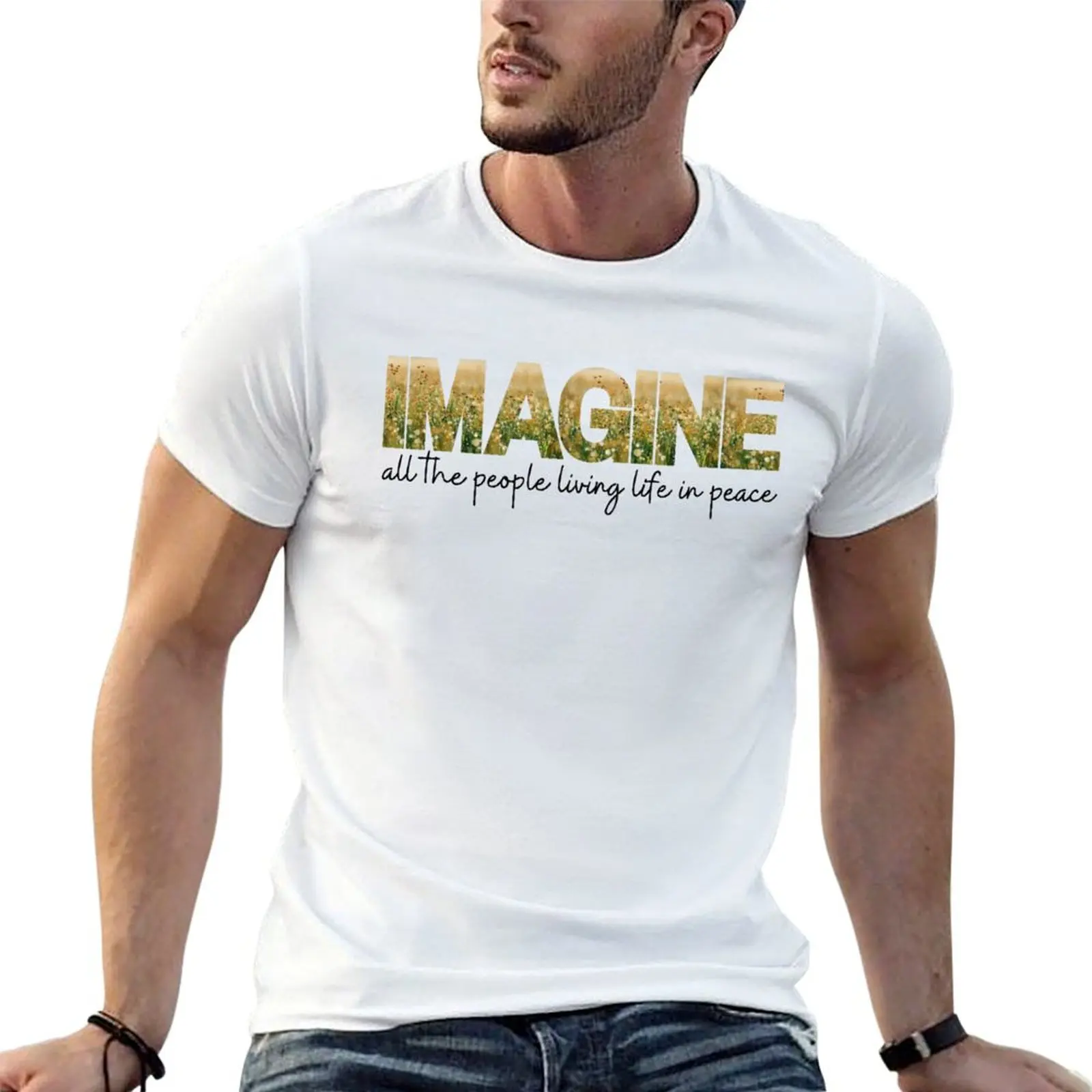 Imagine all the people living life in peace T-Shirt Clothing new edition heavyweight t shirts for men