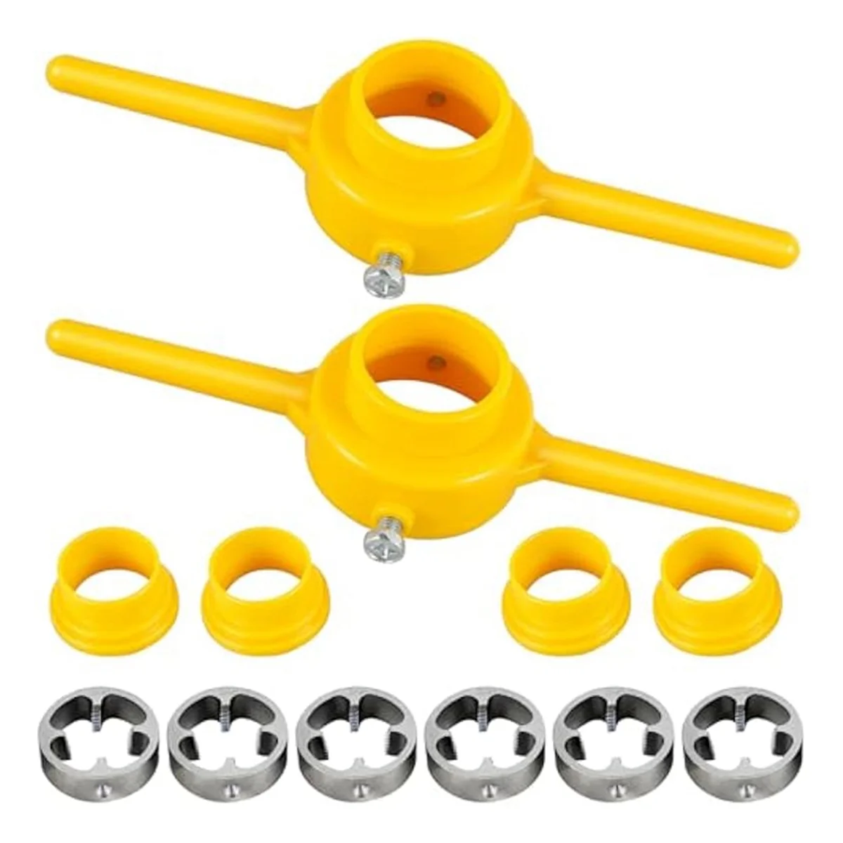 2sets Plastic Pipe Thread Die Kit,PVC Pipe Threader Plumbing Tool Kit,Water Pipe Die Plastic Pipe Die Tap Wrench Set