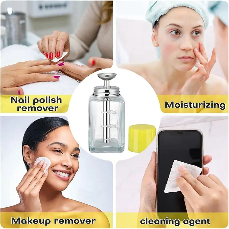 A33Z-2PCS 6Oz / 180Ml Clear Acetone Dispenser With Cap, Glass Nail Polish Remover Pump Alcohol Dispenser Alcohol Bottle view 3