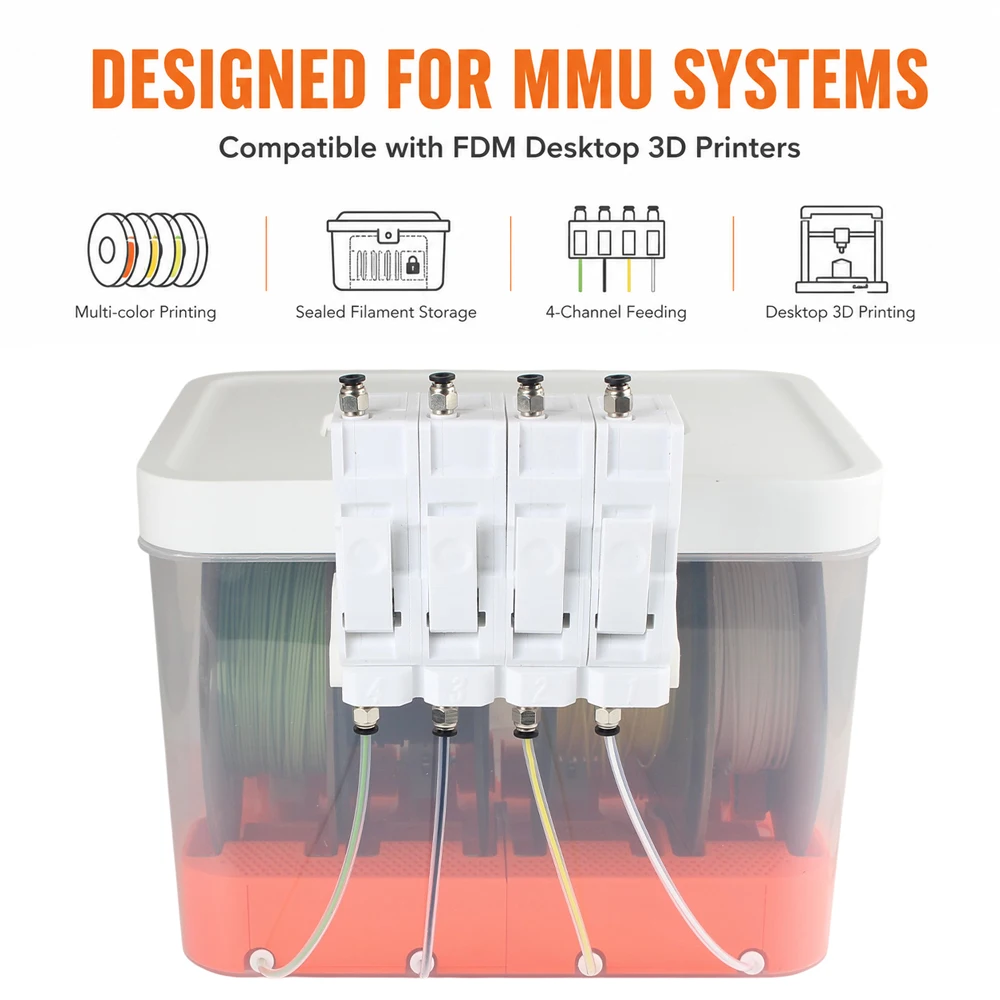 Toaiot BMCU Filament Sealing  4-Spool Box And Automatic Tension Return For BMCU 370C AMS MMU 3D Printer Parts