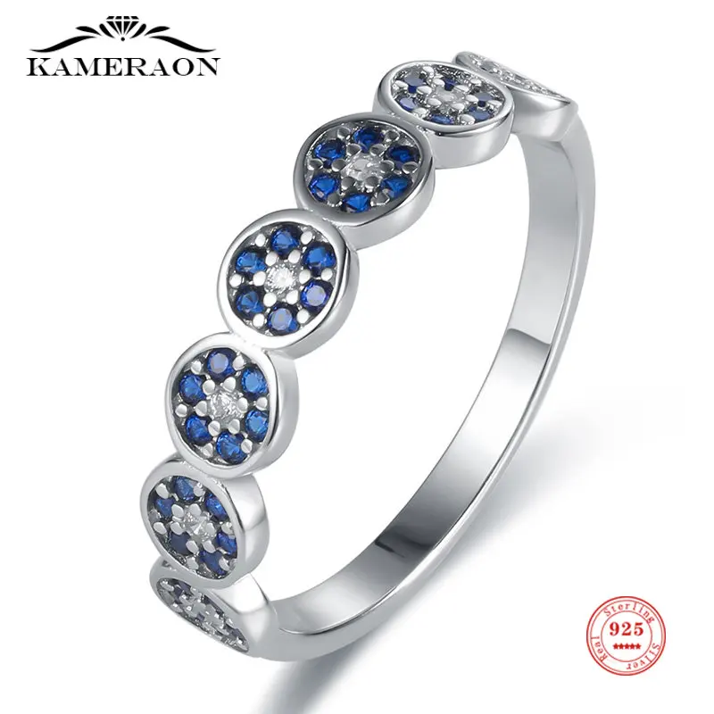 Eyelet Designer Rings CZ Sapphire 925 Sterling Silver Crystals Blue Stones Fine Jewelry 18k Gold Color for Women Female Gifts