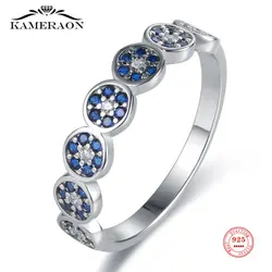 Eyelet Designer Rings CZ Sapphire 925 Sterling Silver Crystals Blue Stones Fine Jewelry 18k Gold Color for Women Female Gifts