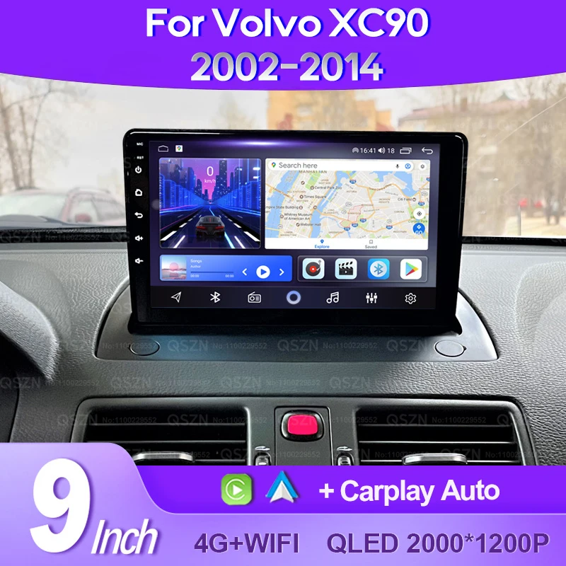 

QSZN для Volvo XC90 2002-2014 2K QLED Android 13 Автомобильный радиоприемник Мультимедийный видеоплеер GPS AI Voice 4G CarPlay Стерео головное устройство