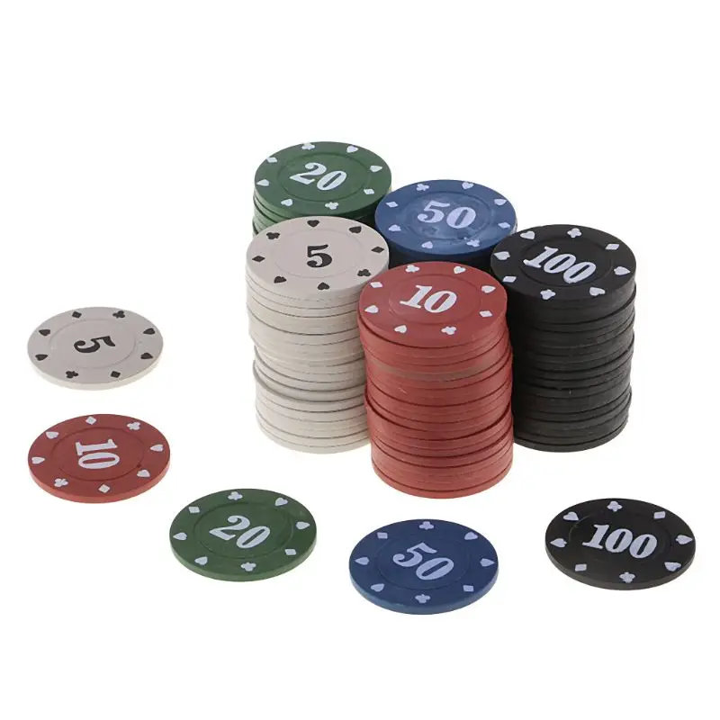 100Pcs Round Plastic Chips Casino Poker Card Game Baccarat Counting Accessories Dice Entertainment Chip Entertainment