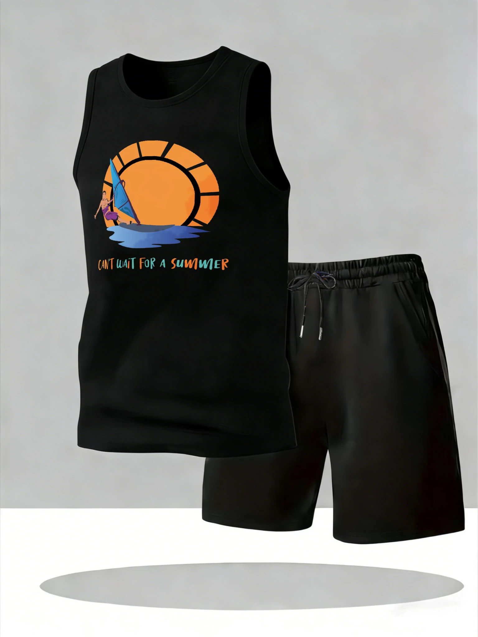 

Men's Tank Top Sets 2026 Summer Quick drying oversize running beach sports Breathable crewneck sweatshirt set men's tracksuit