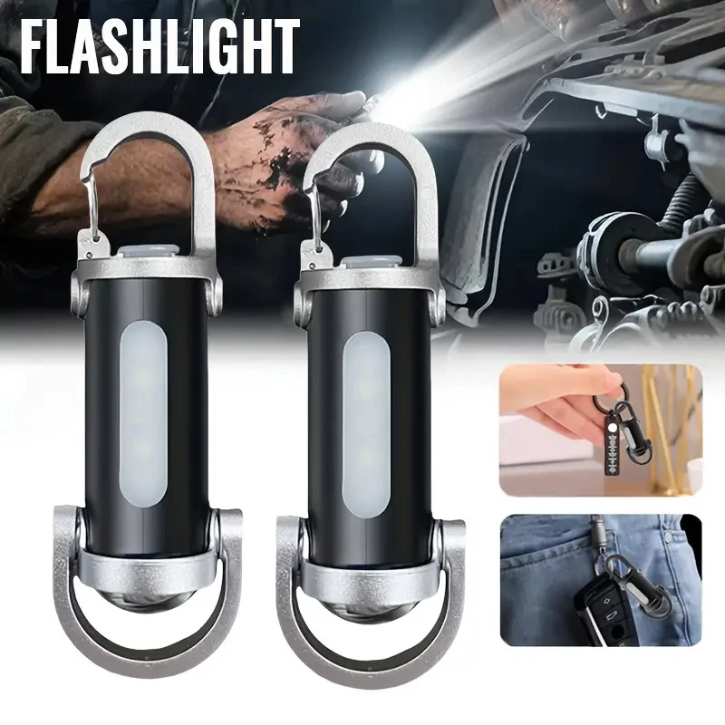 

LED COB Keychain Flashlight USB Rechargeable Portable Torch with Hook 7 Lighting Modes Mini Lantern for Outdoor Emergency Work
