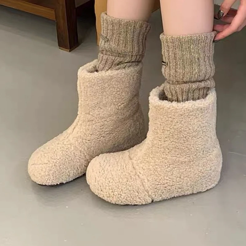 الفراء الثلوج حذاء من الجلد النساء الشقق موضة عادية أحذية رياضية 2025 العلامة التجارية الجديدة فستان أحذية قطنية دافئة المشي دافئ Mujer Zapatos #2