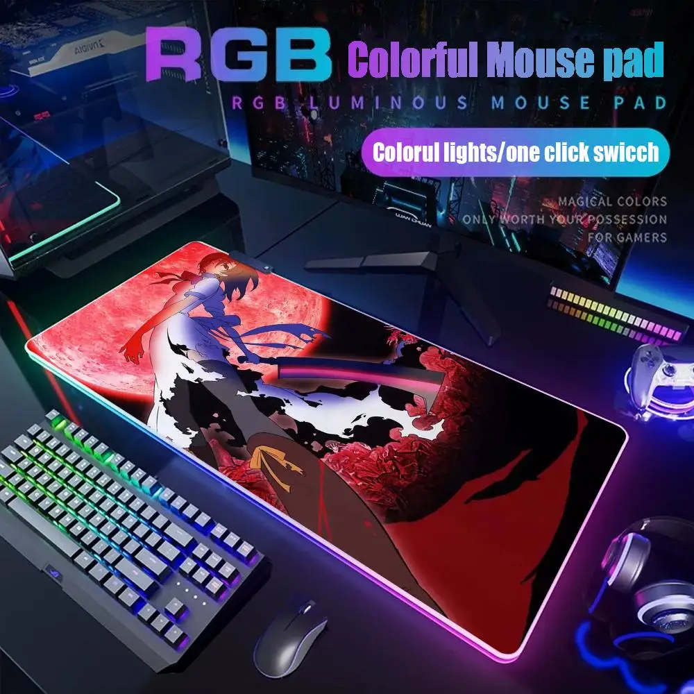 

Higurashi no Naku Koro ni Kira Mouse Pad Gamer Rgb Desk Mat Back Light Led Mousepad Setup Gaming Deskmat Big Mousepad Backlight