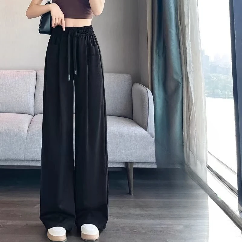 

Однотонные женские брюки, мешковатые с карманами, длинные классические брюки на шнурке, новая одежда в стиле Харадзюку, уличная одежда Y2k, брюки G для женщин