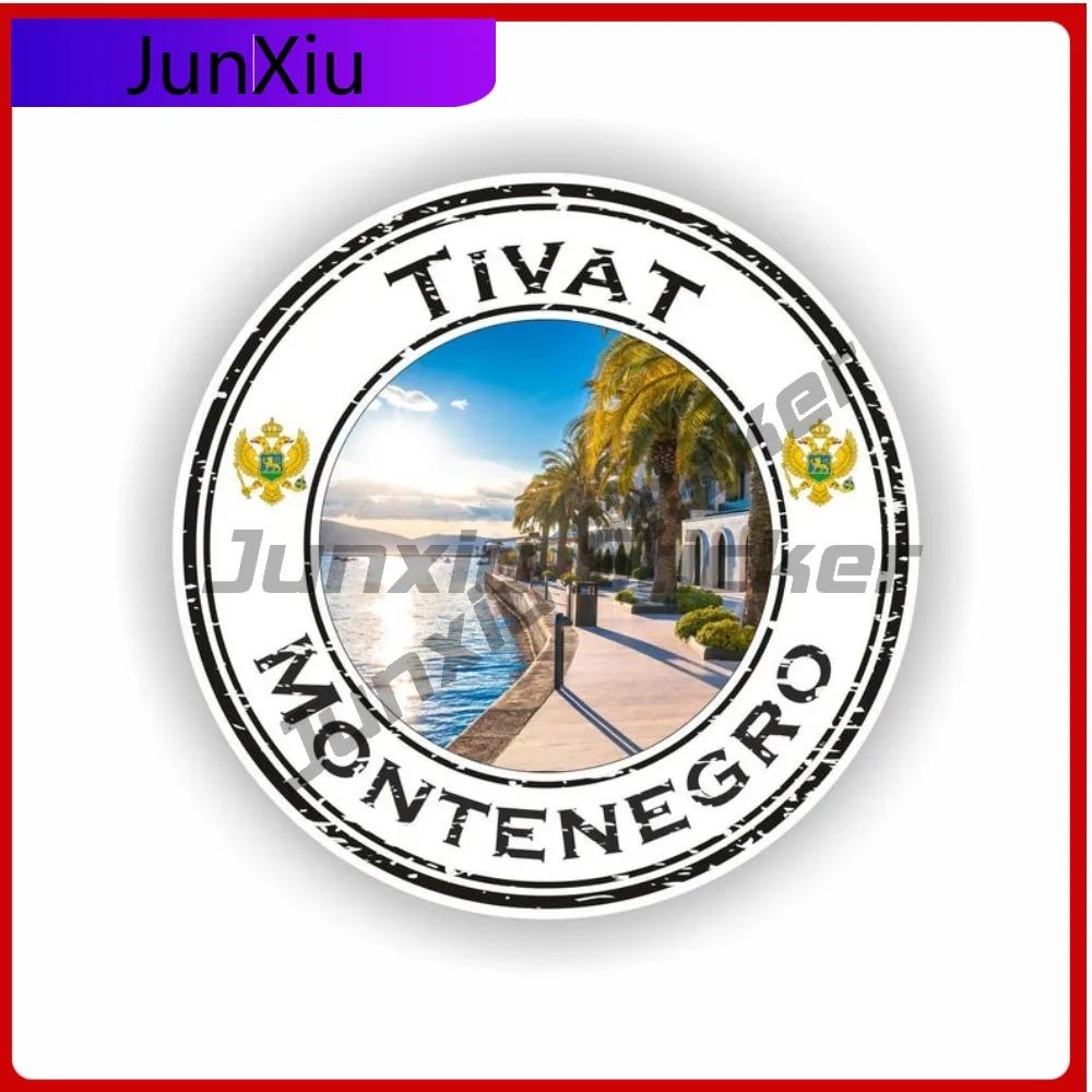 Фото Наклейка с гербом Тивата, Черногория, круглая, уникальная, для бампера, ноутбука, прочная виниловая наклейка для декора автомобиля, грузовика, внедорожника, окна