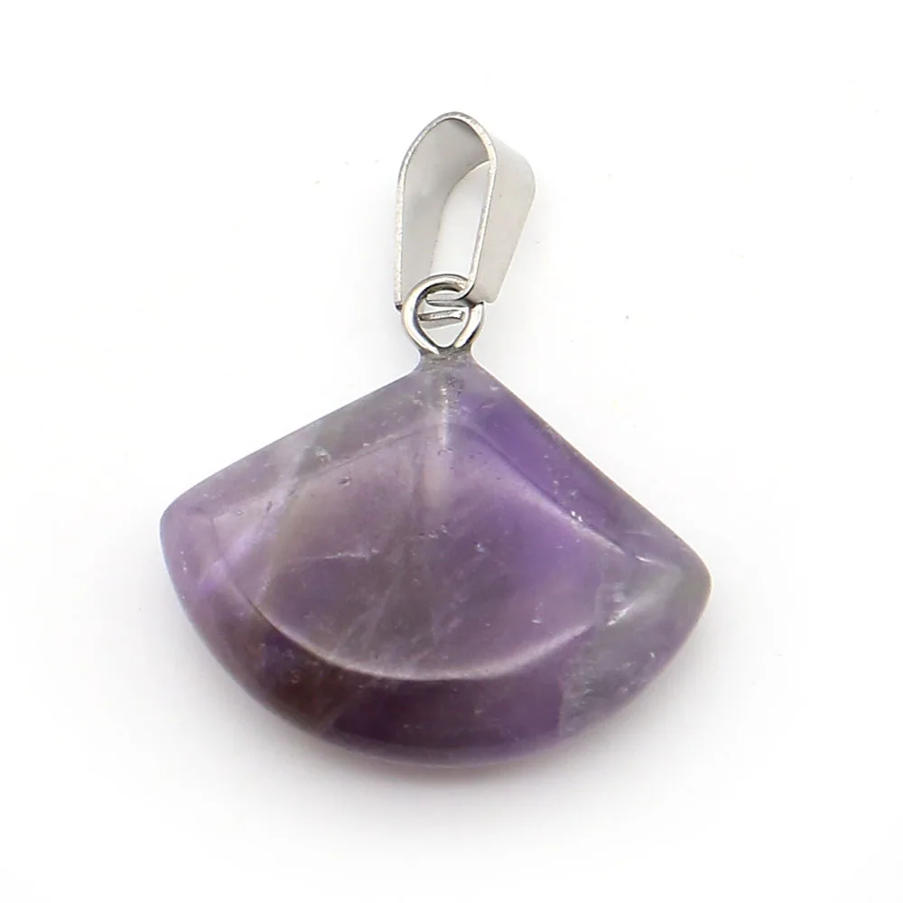 

Creative Classic Polished Natural Stone Crystal and Black Agate Fan-shaped Single-Hole Melon Seed Clasp Pendants DIY Accessories